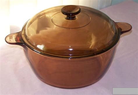 Corning Pyrex Visions Amber Glass Cookware Dutch Oven Pot