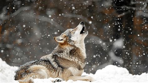 A Grey Wolf Isolated In The Snow While Howling Background Wolf