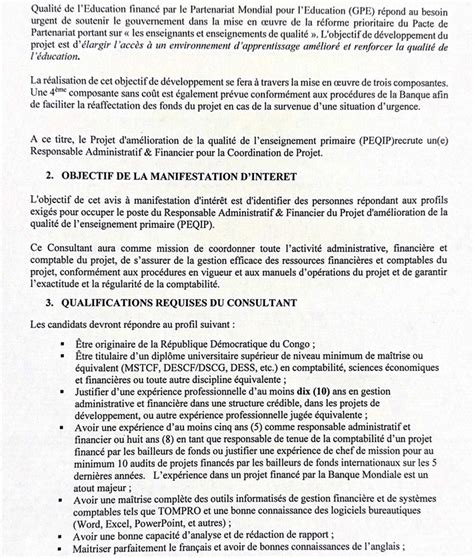 Mediacongo Net Offre D Emploi Responsable Administratif Financier