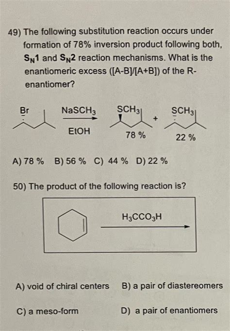 Solved The Following Substitution Reaction Occurs Under