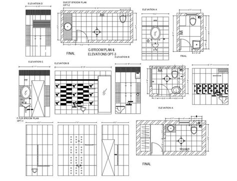 Bathroom Elevations Sections Plan And Installation Cad Drawing