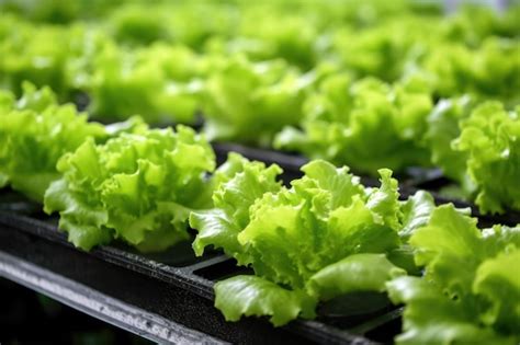 Premium Ai Image Closeup Of Hydroponic Lettuce Growing In Nutrient