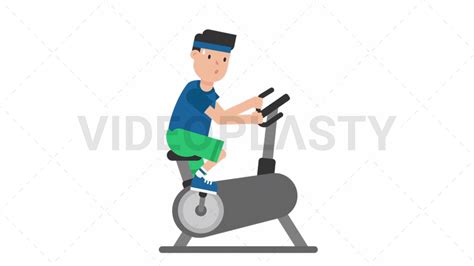 Man On An Exercise Bike [royalty Free Stock Animation] Videoplasty