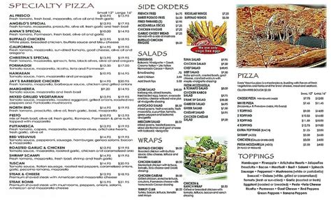 Menus Cafe Vesuvius