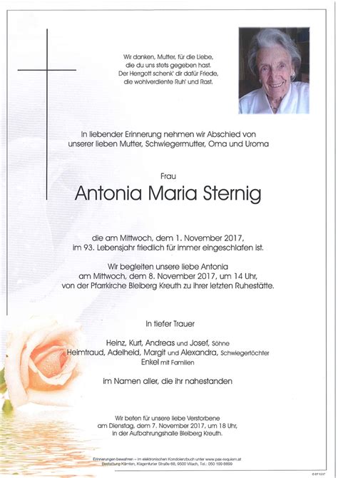 Parte für Antonia Maria Sternig pax requiem