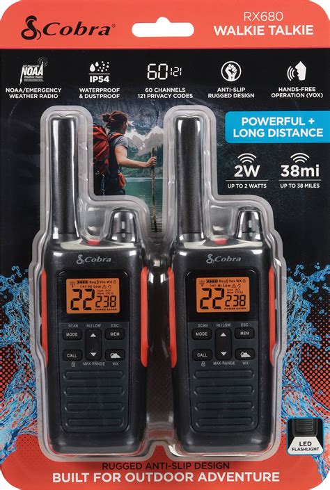 Cobra Rx Waterproof Walkie Talkies For Adults Rechargeable