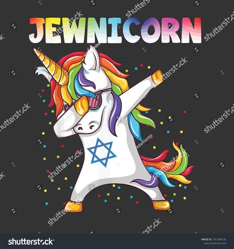 Funny Jewnicorn Hanukkah Dabbing Unicorn Shirt Stock Vector Royalty