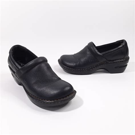 Boc Born Concept Black Leather Peggy Clogs Size 9 Gem