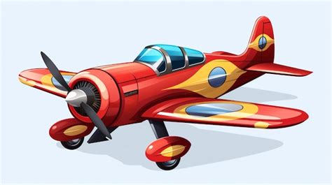 Un dibujo de un avión rojo con una parte superior azul y una cola