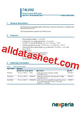 74LV02PW Datasheet PDF Nexperia B V All Rights Reserved