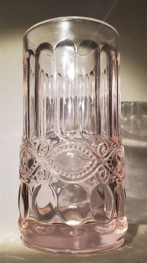 Antique Pink Depression Glass Tumbler Mosser Usa Eyewinker Eye Winker