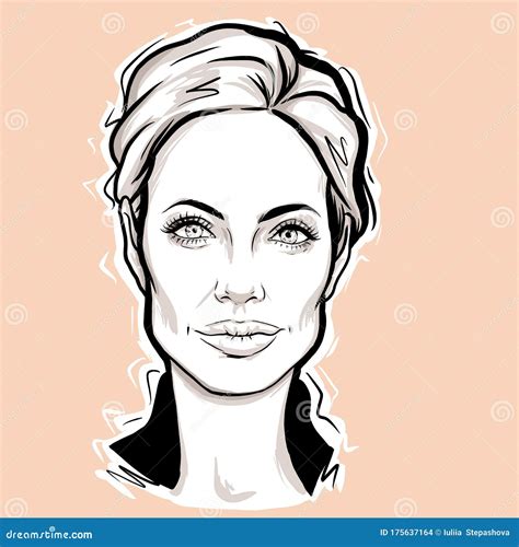 Angelina Jolie Face Portrait Vector Illustration CartoonDealer