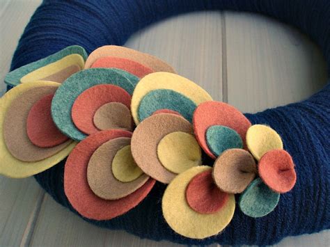 Yarn Wreath Felt Handmade Door Decoration Wave Of Dots In Etsy