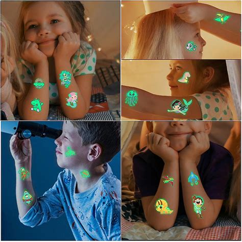 5 Blätter Leuchtende temporäre Tattoos für Kinder wasserdichte