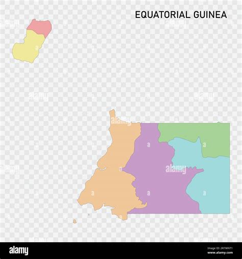 Mapa Coloreado Aislado De Guinea Ecuatorial Con Las Fronteras De Las