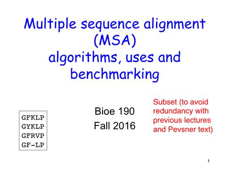 Multiple Sequence Alignment (MSA) Algorithms, Uses and Benchmarking ...