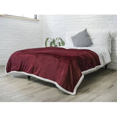 Pavilia Plush Sherpa Fleece Bed Blanket King Size Burgundy Red Soft