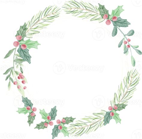 Minimal Christmas Watercolor Leaf Wreath Frame 13441857 Png