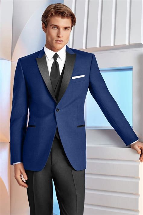 COBALT BLUE BLACK LAPEL ULTRA SLIM TRIBECA TUXEDO IKE BEHAR STYLE