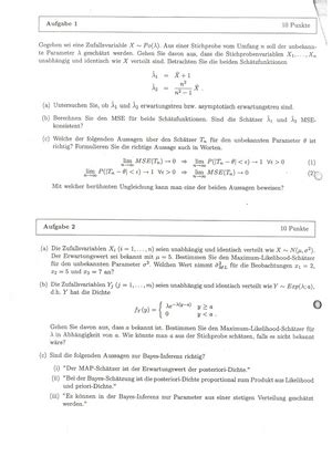 Klausur Statistik Ii Ss Prof Dr G Tutz Dipl Kfm J Ulbricht