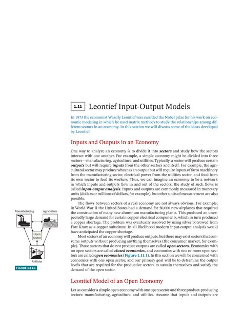 Input Otput Leontief Model 1 Leontief Input Output Models In 1973 The