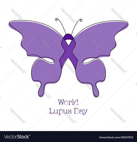 Butterfly ribbon lupus color Royalty Free Vector Image