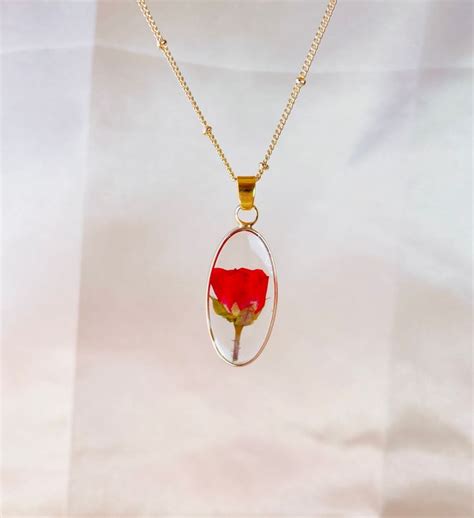 Real Red Rose In Resin Necklace Marketplace 1800flowers