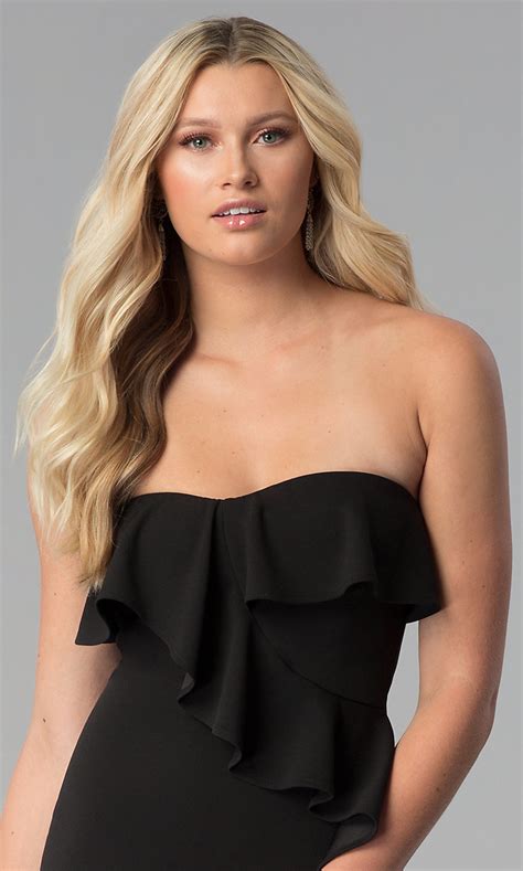 Strapless Short Party Dress With Flounce PromGirl