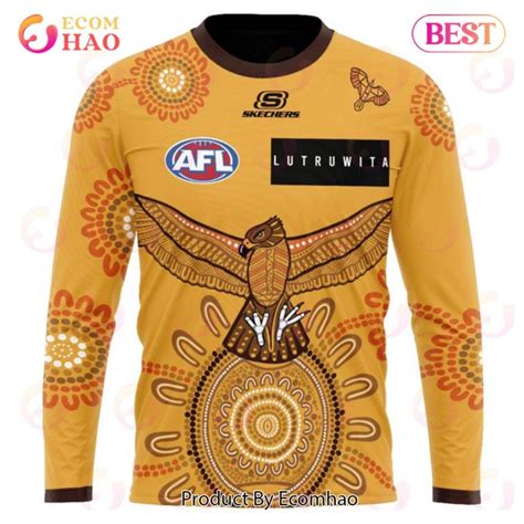 Afl Hawthorn Hawks Custom Name Number 2023 Indigenous Guernsey Sweatshirt