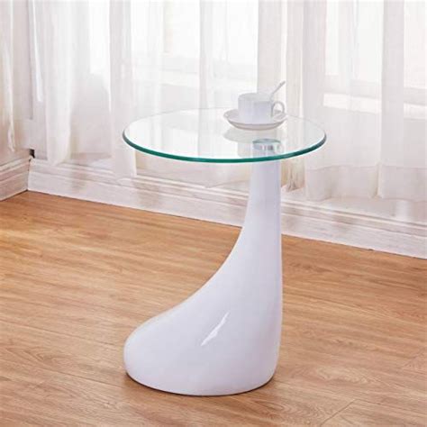 Goldfan Table D Appoint En Verre Avec Table Basse Ronde Haute Brillance