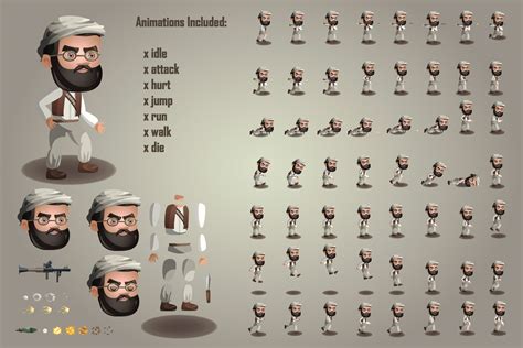 2D Game Terrorists Character Free Sprites Sheets - CraftPix.net