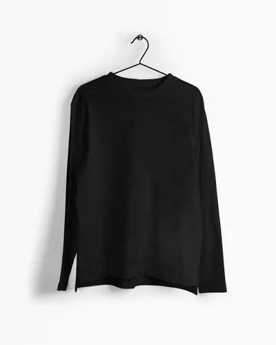 Cotton Plain Men Black Full Sleeve T Shirts Round Neck At Rs 230 In