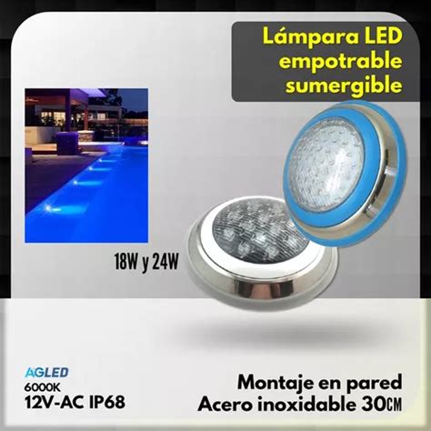 Lampara Led Sumergible W V Blanco K Ip Cm Mercadolibre