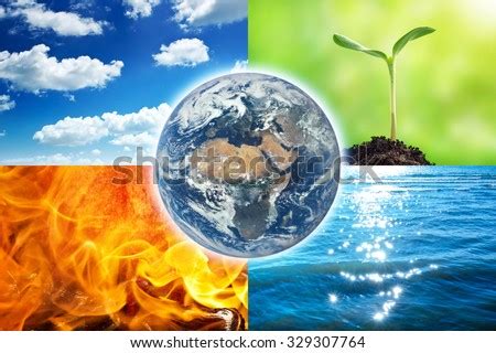 Composition Four Natural Elements Earth Elements Stock Photo