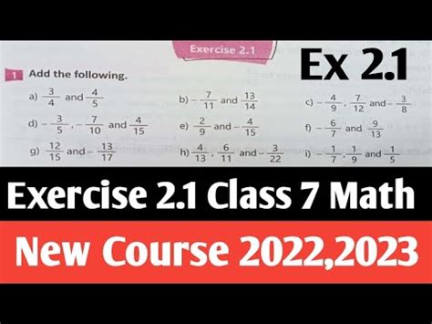 Exercise 2 1 Class 7 Math Kpk New Course 2022 Question 1 7th Math Ex 2