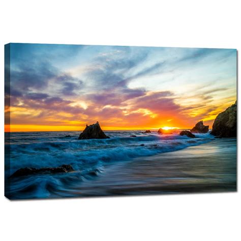 Panel Landscape Wall Art Sunset Seascape Beach Canvas Prints Wall