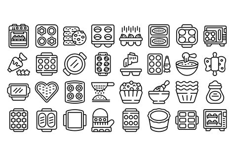 Bakeware Icons Set Outline Vector Mould Silicon 2227889 Icons