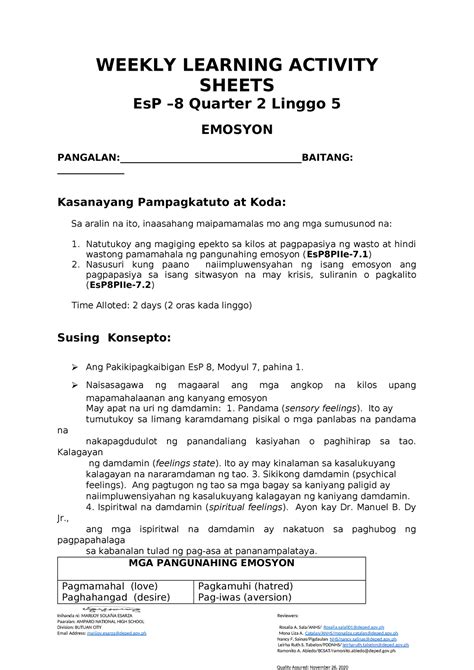 Learning Activity Sheet Sample Template English Deped Click Cuitan Sexiezpix Web Porn