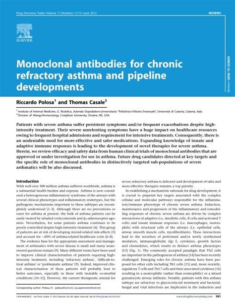 Monoclonal Antibodies For Chronic Refractory Asthma And Pipeline