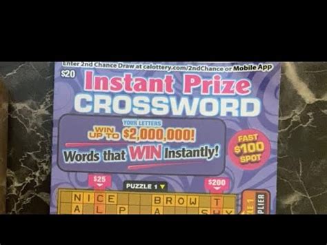 Win Playing Instant Prize Crossword California Lottery Scratcher Youtube