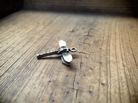 Vintage Sterling Silver Dragonfly Pendant Charm, Gift for Gardener