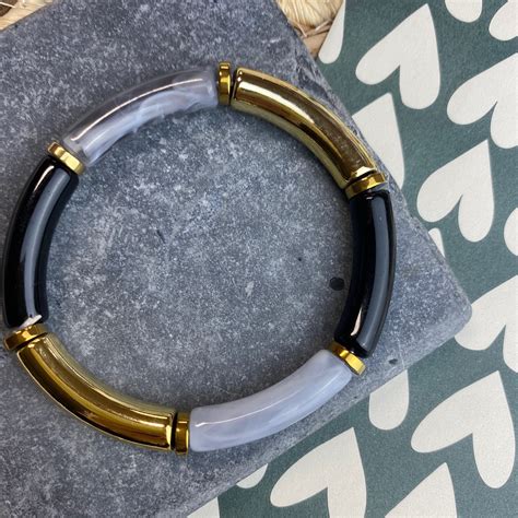 Diy Pakket Tube Armbandje Zwart Grijs En Goud Fris Kralen En Sieraden