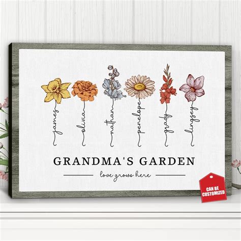 Amazon Tm Teeman Personalized Grandmas Garden Canvas Moms Garden