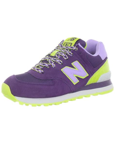 New Balance Suede 574 V1 Lace Up Sneaker In Purpleyellow Purple Lyst