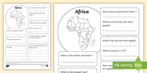 Africa Fact File Template African Countries Twinkl