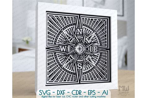 Laser Cut Compass Dxf 3d Svg Compass Bundle Windrose Cricut Layered Compass Svg Bundle Shadow