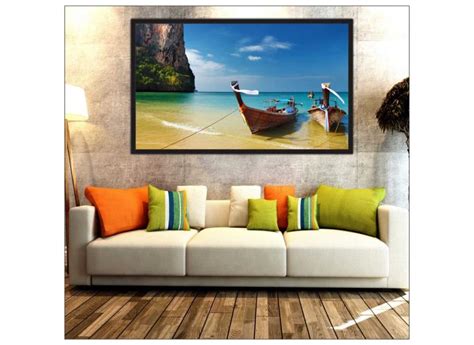 Quadro Decorativo Paisagem Barco Praia Mar Decorar Salas Em Promo O