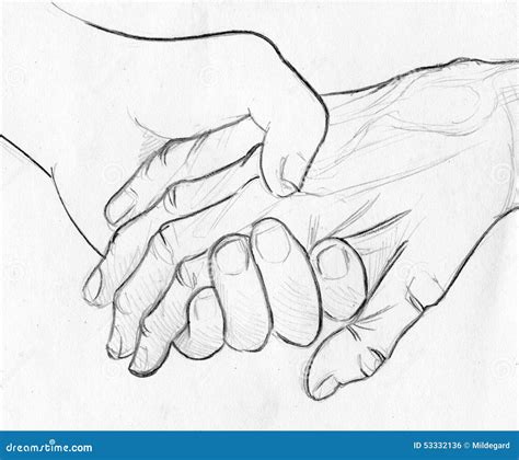 Holding Elderly Hand - Pencil Sketch Stock Illustration - Image: 53332136