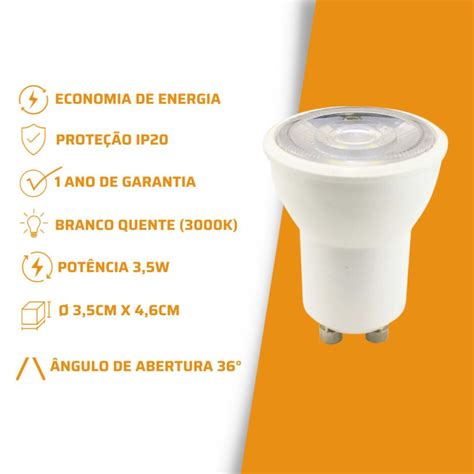 Lâmpada Led Mini Dicróica Mr11 3 5w Economia E Brilho