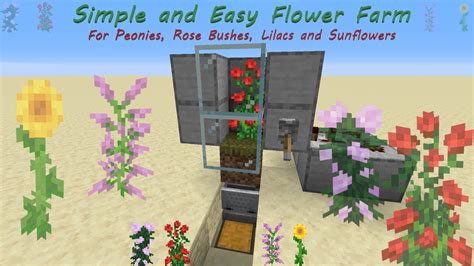 Minecraft Tutorial Simple And Easy Flower Farm Peonies Rose Bushes